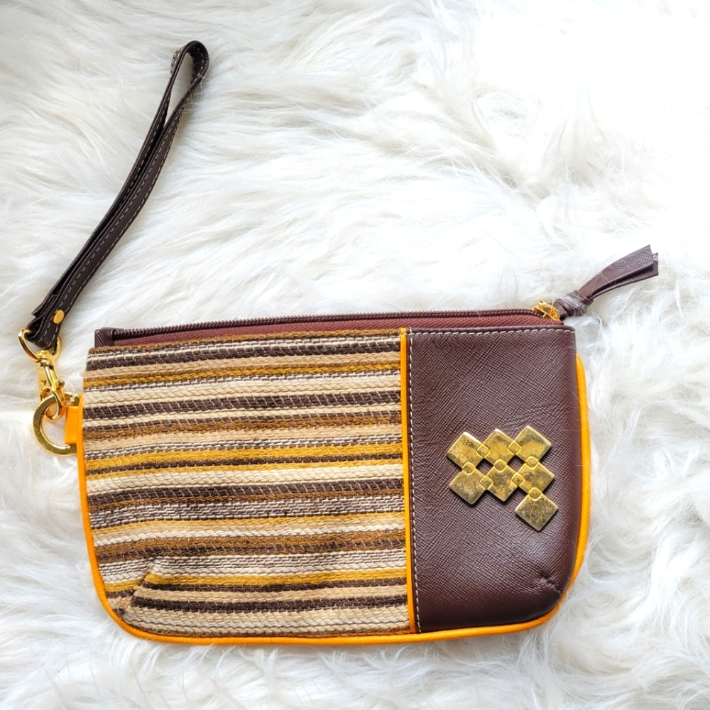 claudia g fabric brown clutch